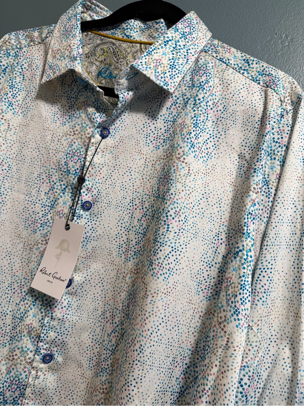 ROBERT GRAHAM  Multicolor Blue White dotted Geo Size XL BRAND NEW w/ Tags $188